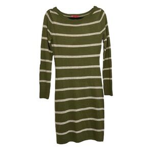 LIV by Habitat Sweater Dress with Elbow Patches, Green and Off-White, Size Small